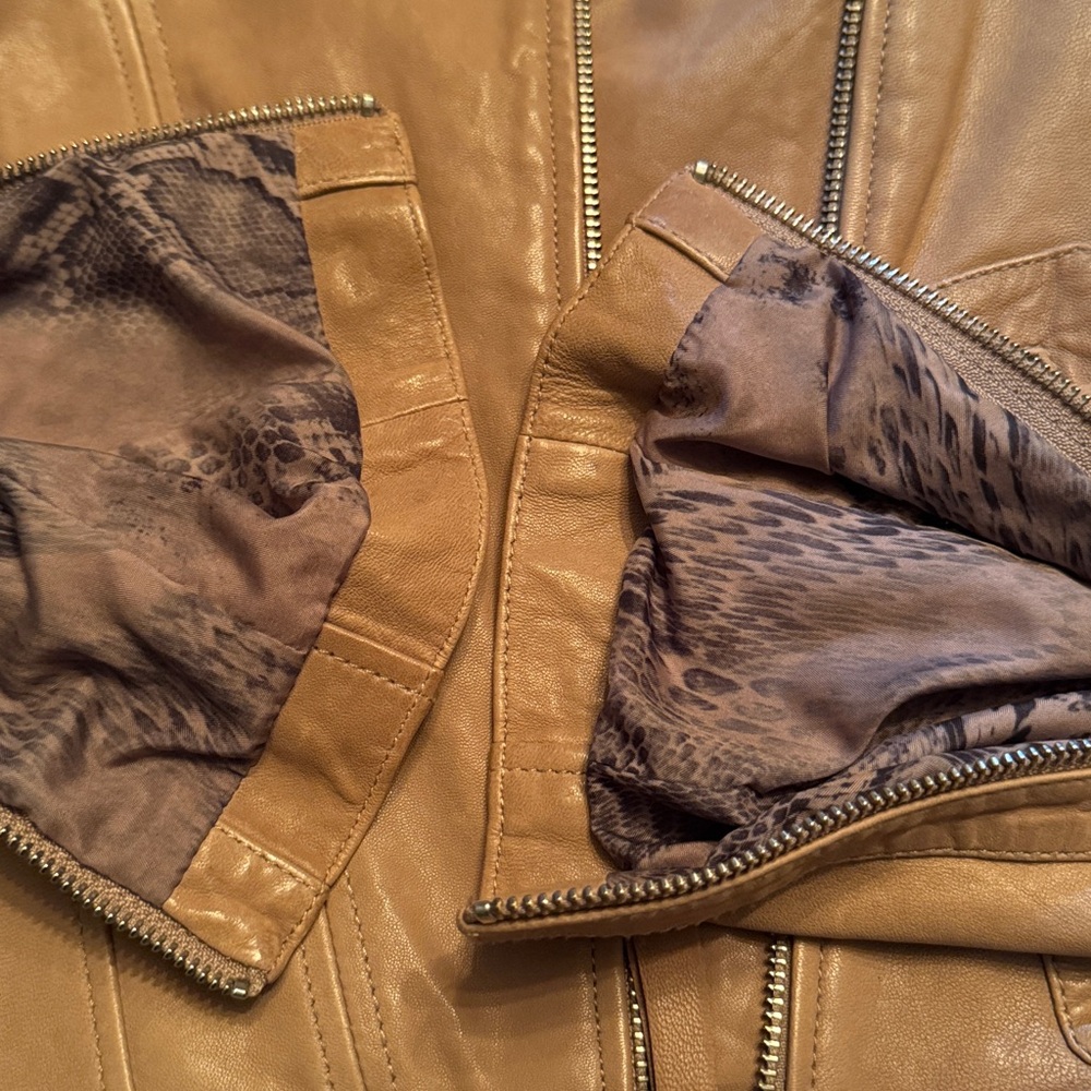 Mackage Tan Leather Women's Jacket (XXS) - Picture 4 of 9